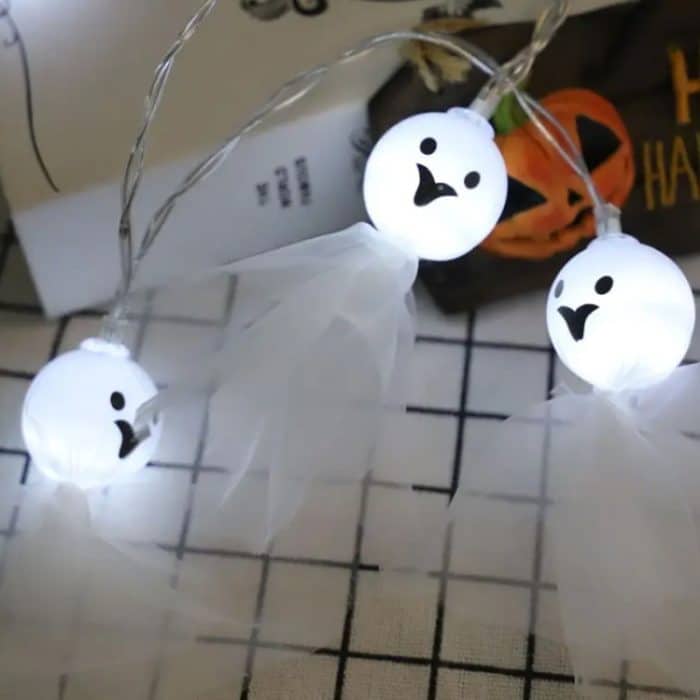 Halloween Stoff Geist String Lichter LED Scary Ghost Festival Indoor Dekoration Umgebungs Lampe, 1.5m 10 Lights White, 3m 20 Lights White, 1.5m 10 Lights Warm White, 3m 20 Lights Warm White – Bild 4