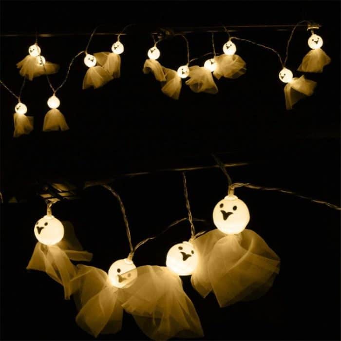 Halloween Stoff Geist String Lichter LED Scary Ghost Festival Indoor Dekoration Umgebungs Lampe, 1.5m 10 Lights White, 3m 20 Lights White, 1.5m 10 Lights Warm White, 3m 20 Lights Warm White – Bild 8
