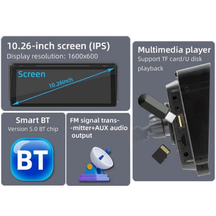 10,26-Zoll-Auto-Multimediadisplay unterstützt Carplay/Android Auto Screen Mirroring – Bild 4