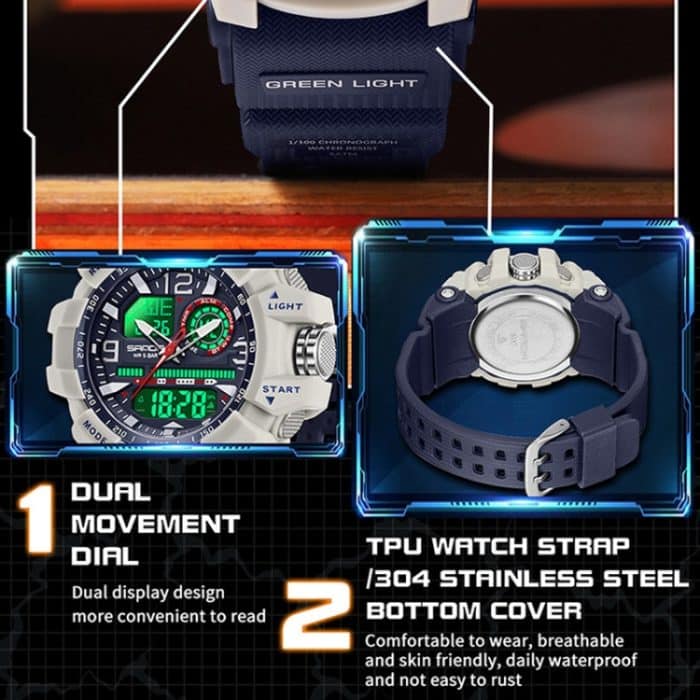 SANDA Elektronische Uhr mit großem Zifferblatt, multifunktionale Outdoor-Sportuhr – Bild 8