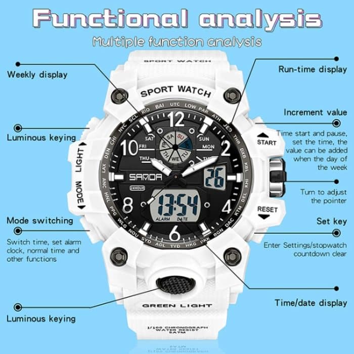 SANDA Paar Elektronische Uhr Frauen Personalisierte Leuchtende Armbanduhr – Bild 4