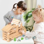 Kinder Frühes Lernen Zapfen- und Zapfenbaustein-Bausteine ​​Hütte DIY Holzmontage Lernspielzeug – Bild 2