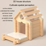 Kinder Frühes Lernen Zapfen- und Zapfenbaustein-Bausteine ​​Hütte DIY Holzmontage Lernspielzeug – Bild 7