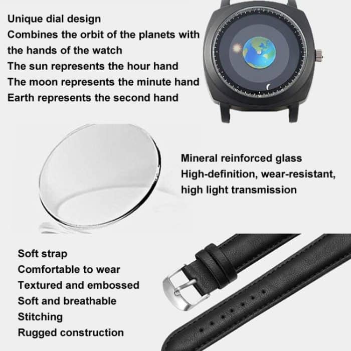 YAZOLE 588 Herrenuhr Erde Sonne Mond Zeiger Quarzuhr Studentenarmbanduhr – Bild 6