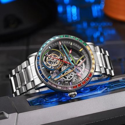 Dulunwe 6057A 30 m wasserdichte, leuchtende, vollautomatische mechanische Uhr