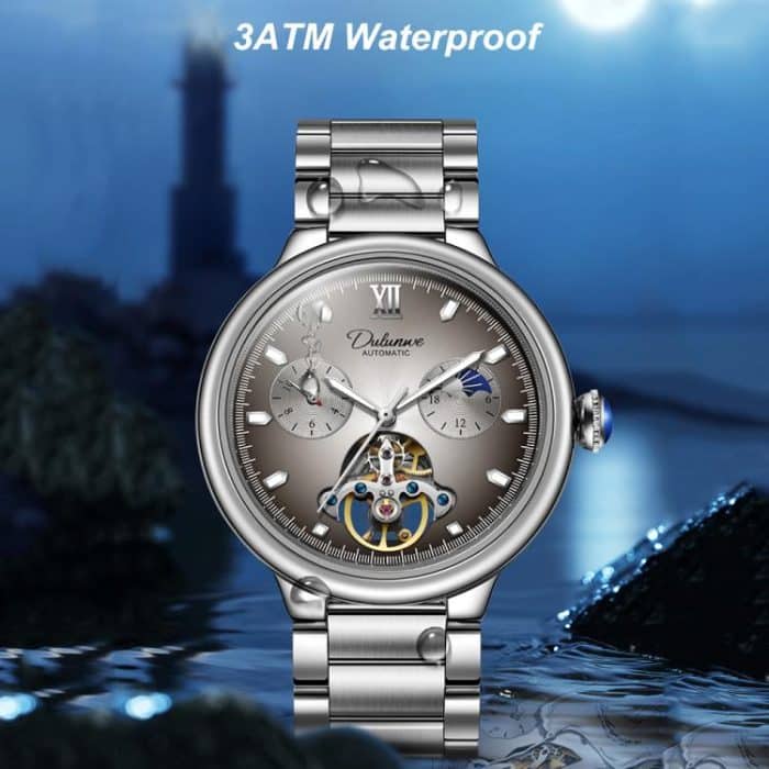 Dulunwe 6049B 30 m wasserdichte, leuchtende Schwungrad-Vollautomatik-mechanische Uhr – Bild 5