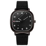 SYNOKE Men Quartz Watch Sport Retro Simple Leather Strap Quartz Watch Teenage Student Wristwatch