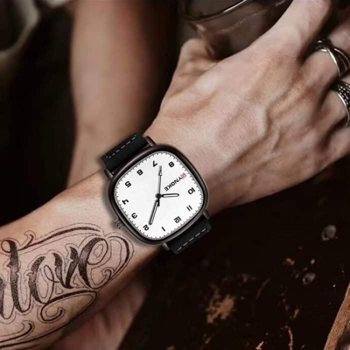 SYNOKE Men Quartz Watch Sport Retro Simple Leather Strap Quartz Watch Teenage Student Wristwatch – Bild 11