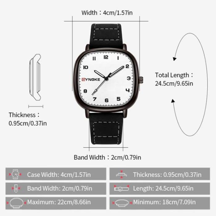 SYNOKE Men Quartz Watch Sport Retro Simple Leather Strap Quartz Watch Teenage Student Wristwatch – Bild 3