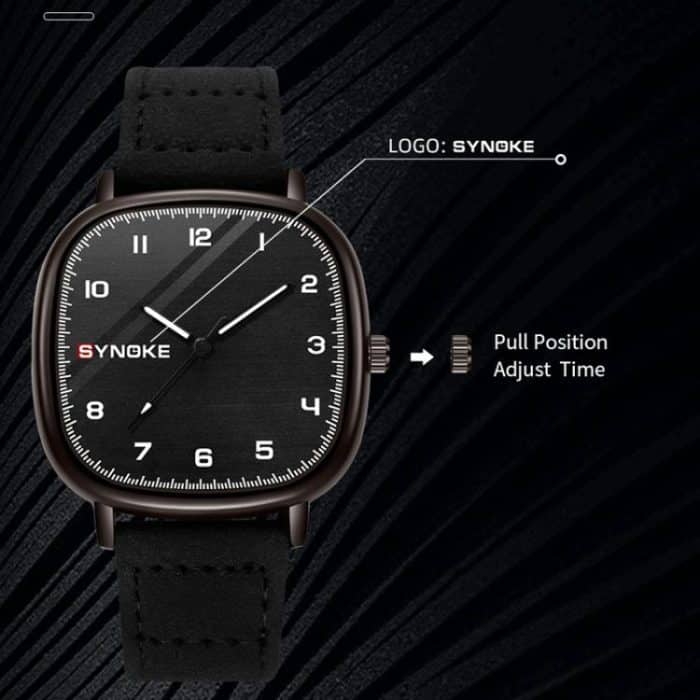 SYNOKE Men Quartz Watch Sport Retro Simple Leather Strap Quartz Watch Teenage Student Wristwatch – Bild 9