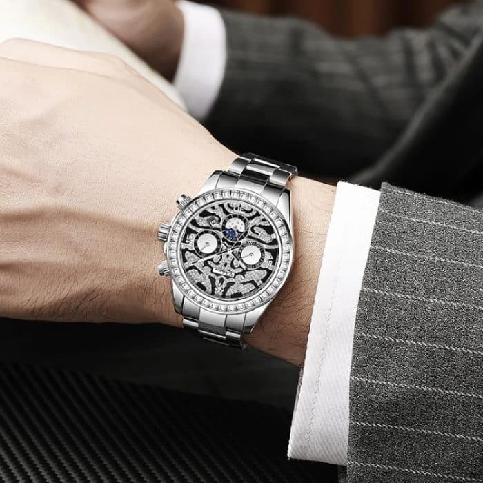 Dulunwe 6055A 30m Waterproof Tiger-pattern Dial Automatic Mechanical Watch – Bild 8