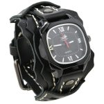 DPANCO W01478 Hand-Stitched Multi-Layered Men Cowhide Bracelet Watch Bold Punk Rock Chain Wristband Accessory