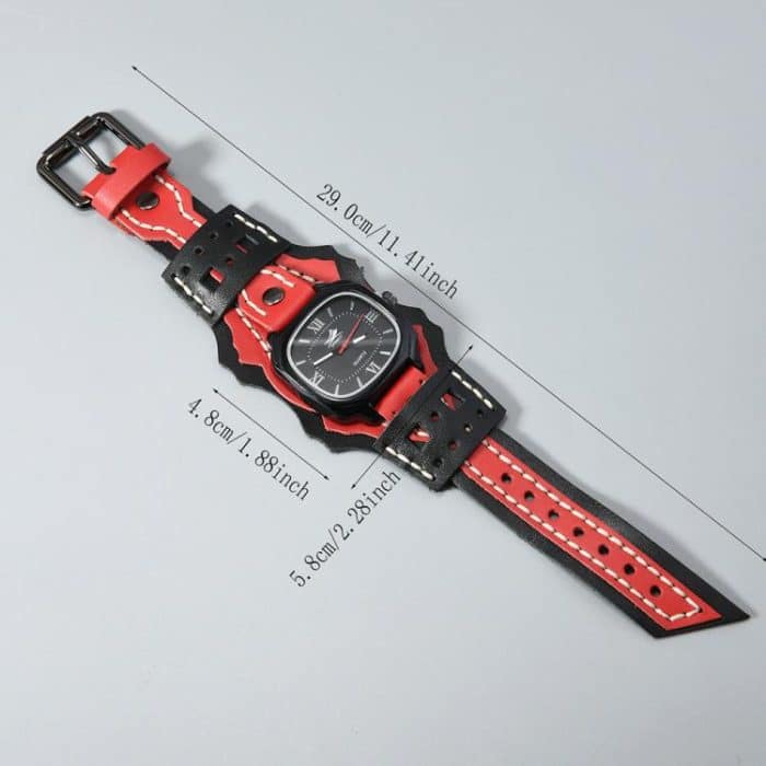 DPANCO W01478 Hand-Stitched Multi-Layered Men Cowhide Bracelet Watch Bold Punk Rock Chain Wristband Accessory – Bild 6