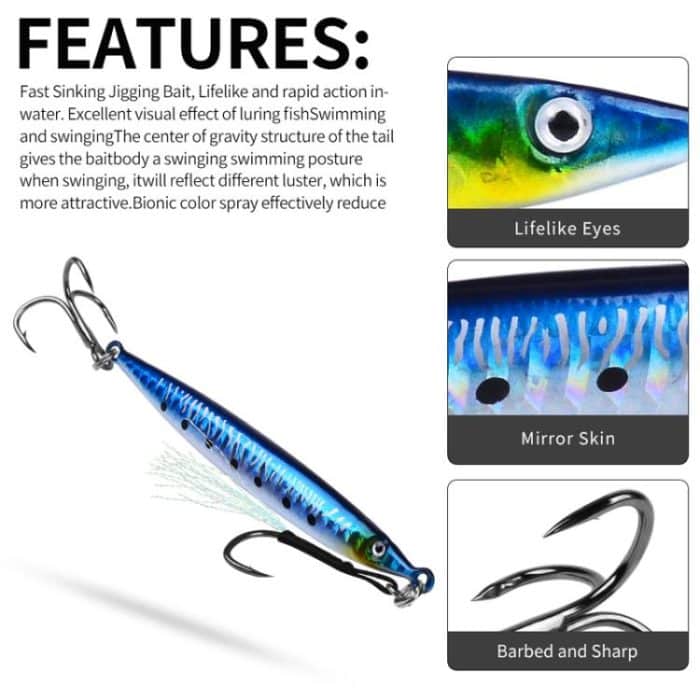 PROBEROS LF151 Long-Distance Casting Sinking Lure 3D Fast-Draw Sea Fishing Mackerel Hook – Bild 7