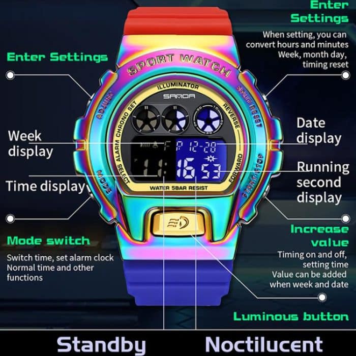 SANDA 2127 Electronic Single Movement Waterproof Sports Watch – Bild 6