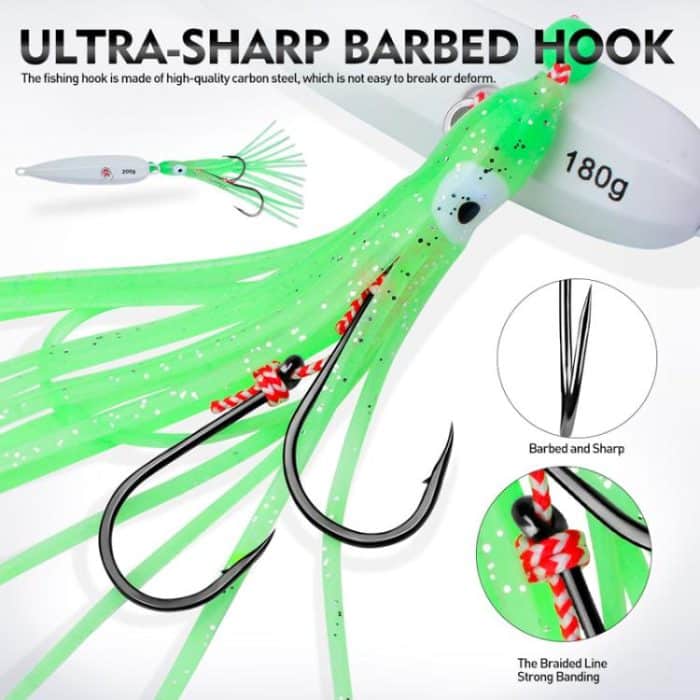 PROBEROS LF159 Luminous Bearded Squid Hook Slow Cranking Road Runner Iron Plate Bionic False Bait, 40G – Bild 6