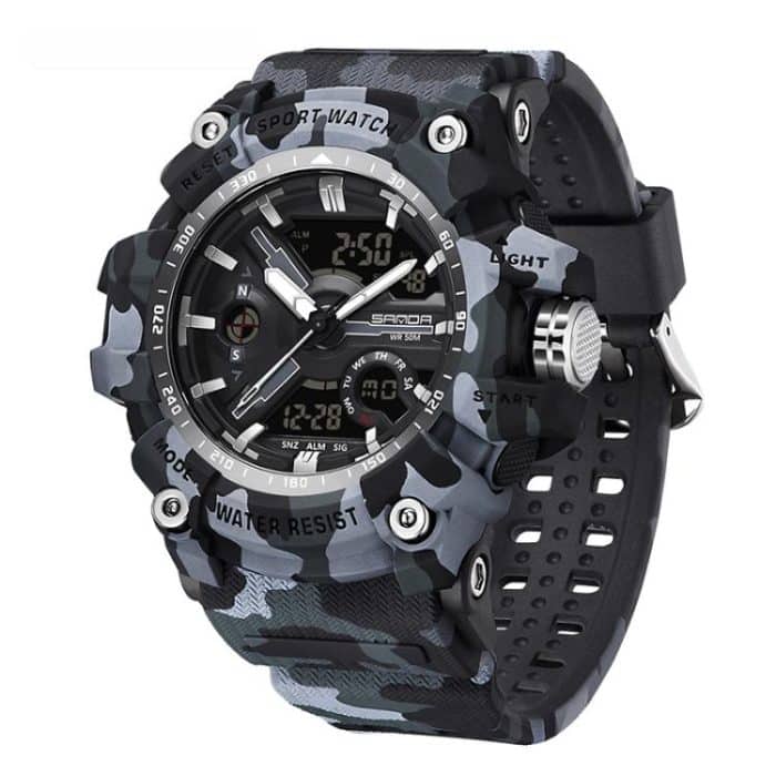 TBD0605981701.jpg SANDA 3355 Camouflage Multifunction Watch Alarm Clock Waterproof Electronic Watch – Bild 1