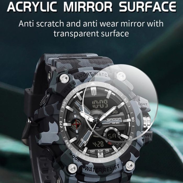 SANDA 3355 Camouflage Multifunction Watch Alarm Clock Waterproof Electronic Watch – Bild 5