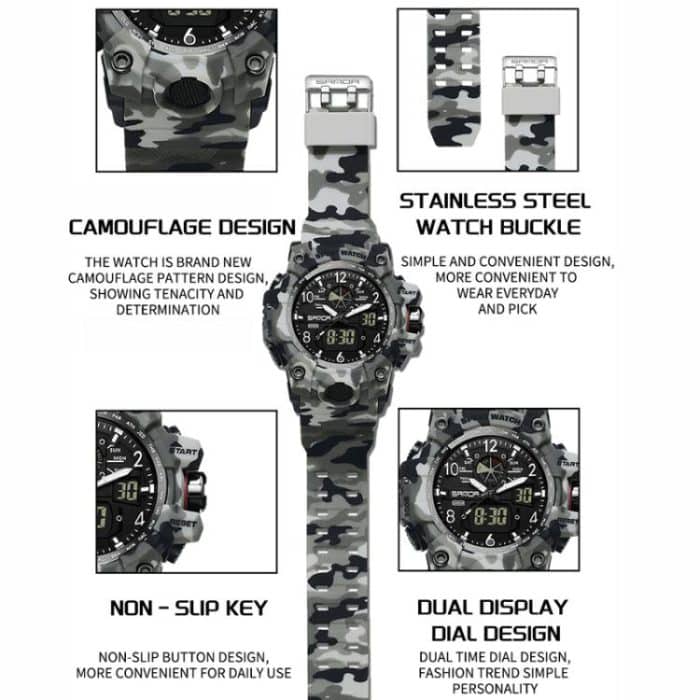 SANDA 3358 Camouflage Series Men Watch Alarm Clock Waterproof Electronic Watch – Bild 4