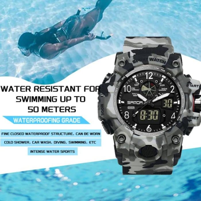 SANDA 3358 Camouflage Series Men Watch Alarm Clock Waterproof Electronic Watch – Bild 5