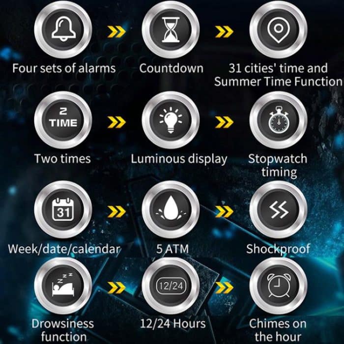 SANDA 3379 Sport Waterproof Alarm Clock Reminder Electronic Watch – Bild 12