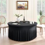 Polyester Elastic Tablecloth Cover Wedding Banquet Party Decoration Round Table Skirt Office Tablecloth, 4FT, 5FT, 6FT