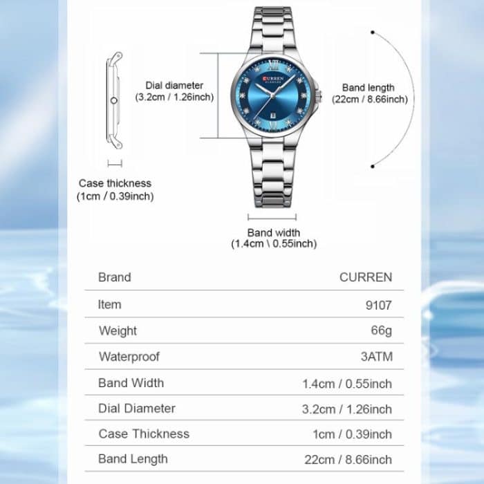 Curren Casual Steel Strap Ladies Calendar Watch – Bild 3