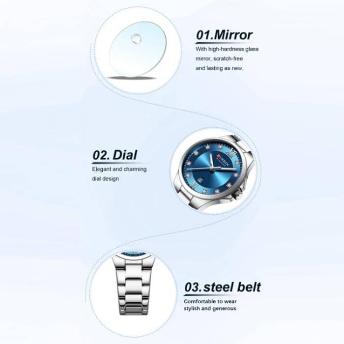 Curren Casual Steel Strap Ladies Calendar Watch – Bild 4