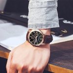 OURSTART Men 3-Eye Decorative Quartz Leather Strap Watch – Bild 5