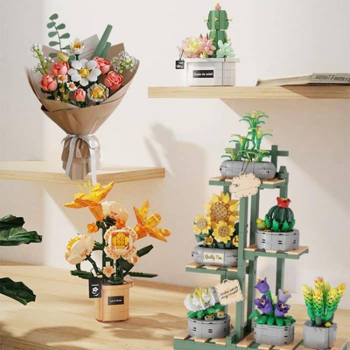 Kids Building Blocks Bouquet Puzzle Toys Adult Gift Small Pellet Building Blocks Set – Bild 2