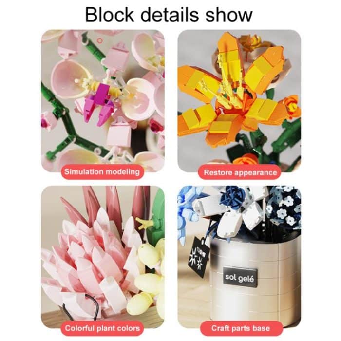 Kids Building Blocks Bouquet Puzzle Toys Adult Gift Small Pellet Building Blocks Set – Bild 3