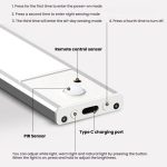 Rechargeable Motion Sensor Light Bar Cabinet Wardrobe Lamp With Remote Control, 20cm Silver, 40cm Silver, 60cm Silver, 80cm Silver, 20cm Black, 40cm Black, 60cm Black, 80cm Black – Bild 5