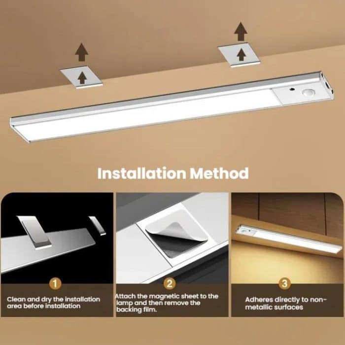 Rechargeable Motion Sensor Light Bar Cabinet Wardrobe Lamp With Remote Control, 20cm Silver, 40cm Silver, 60cm Silver, 80cm Silver, 20cm Black, 40cm Black, 60cm Black, 80cm Black – Bild 9