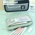 Cute Large Capacity Pencil Case with Transparent Front Pocket School Supplies Organizer – Bild 3