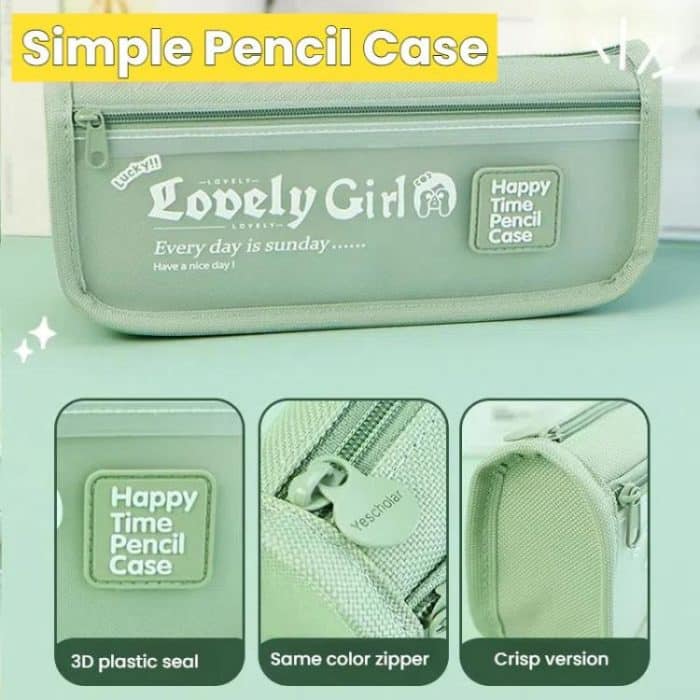 Cute Large Capacity Pencil Case with Transparent Front Pocket School Supplies Organizer – Bild 4