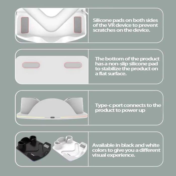 For Meta Quest 3S / 3 / 2 iplay HBV-641 Handle Storage Rack VR Headset Charging Stand With LED Light – Bild 6