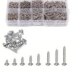 800pcs /Set Metric M2 Carbon Steel Phillips Self-Drilling Screw Kit, 800pcs /Set Round Head, 800pcs /Set Flat Head