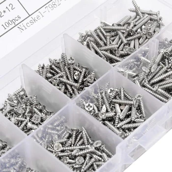 800pcs /Set Metric M2 Carbon Steel Phillips Self-Drilling Screw Kit, 800pcs /Set Round Head, 800pcs /Set Flat Head – Bild 3