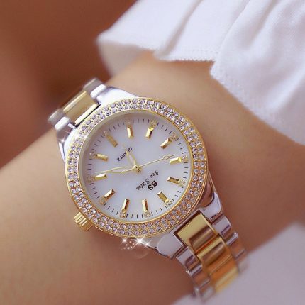 BS beesister FA1258 Damen-Armbanduhr mit rundem Gehäuse und Diamantlegierung