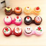 Cartoon süße Creme Kuchen Gläser Doppel Box Kontaktlinsen Paar Box – Bild 2