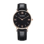 CAGARNY 6812 Rundes Zifferblatt, Legierungsgehäuse, modische Herren-Quarzuhr mit PU-Lederband