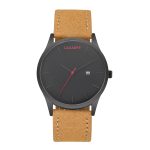 CAGARNY 6850 Fashion Armbanduhr mit zwei Quarzwerken und echtem Lederband (braunes Band, schwarzes Fenster) – Bild 2