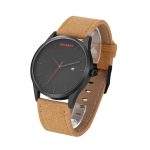 CAGARNY 6850 Fashion Armbanduhr mit zwei Quarzwerken und echtem Lederband (braunes Band, schwarzes Fenster) – Bild 3