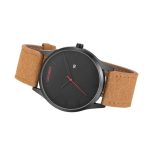 CAGARNY 6850 Fashion Armbanduhr mit zwei Quarzwerken und echtem Lederband (braunes Band, schwarzes Fenster) – Bild 4