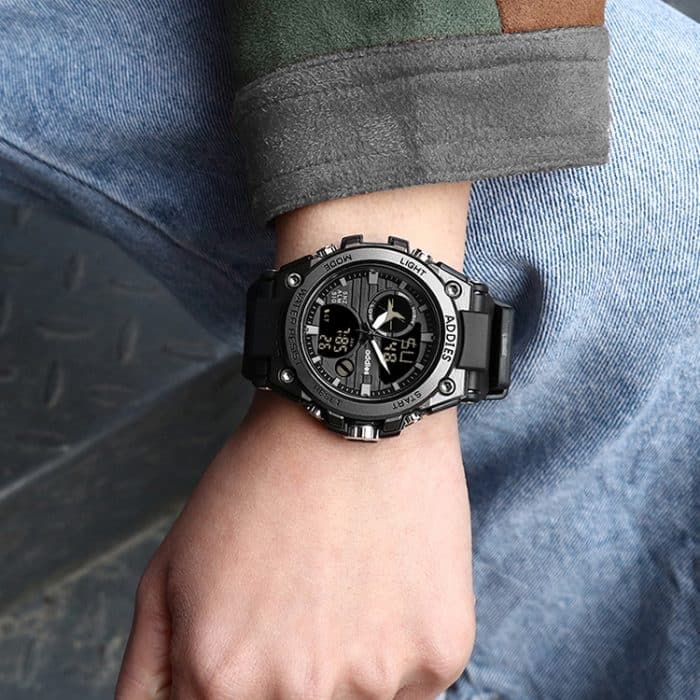 addies MY-1818 Leuchtende LED-Outdoor-Sport-Multifunktions-Elektronikuhr mit drei Fenstern für Herren, unterstützt Kalender/Wecker/Timer – Bild 11