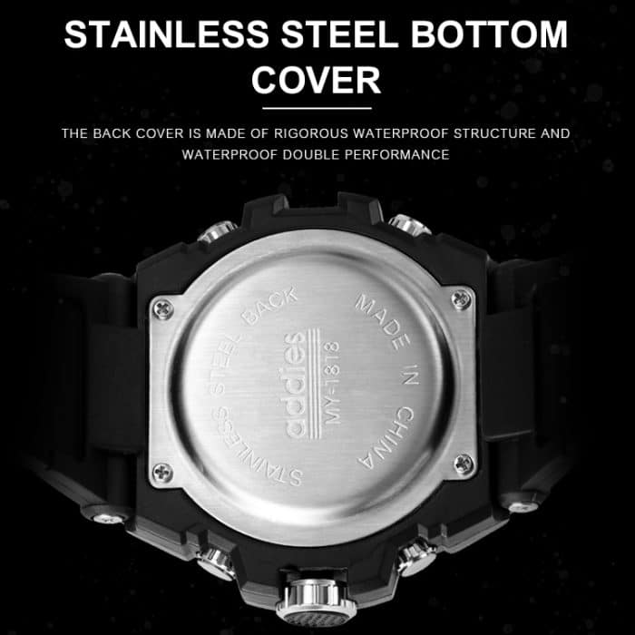 addies MY-1818 Leuchtende LED-Outdoor-Sport-Multifunktions-Elektronikuhr mit drei Fenstern für Herren, unterstützt Kalender/Wecker/Timer – Bild 9