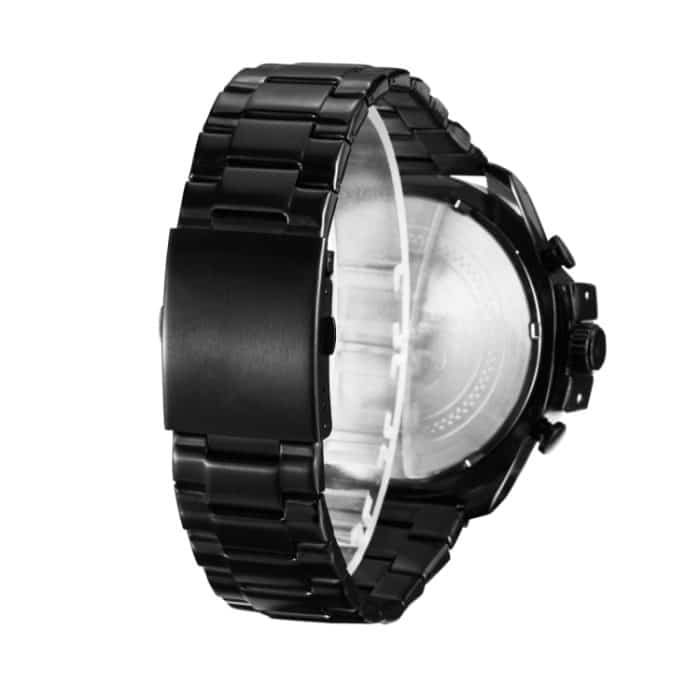 CAGARNY 6839 Unregelmäßiges großes Zifferblatt Edelstahlband Quarz-Sportuhr für Herren (Schwarz + Blau) – Bild 3