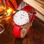 CAGARNY 6812 prägnante, ultradünne Quarz-Armbanduhr mit Lederband für Damen (schwarzes Band) – Bild 2