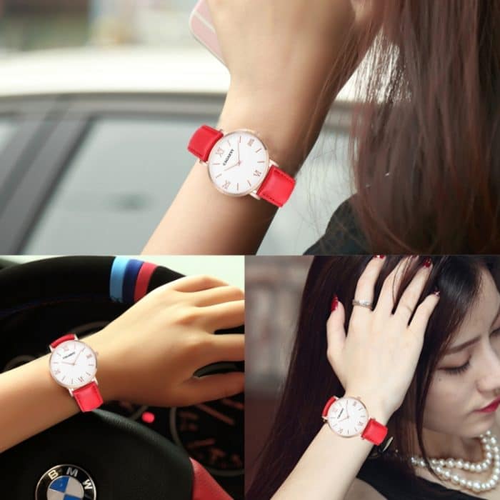 WA6881R_5.jpg CAGARNY 6812 prägnante, ultradünne Quarz-Armbanduhr mit Lederband für Damen (schwarzes Band) – Bild 6