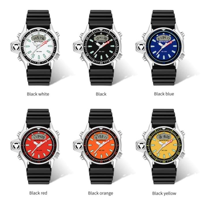 SANDA 3008 Multifunktionale Herren-Outdoor-Sport-Nachtleuchtende 50 m wasserdichte digitale Armbanduhr – Bild 2